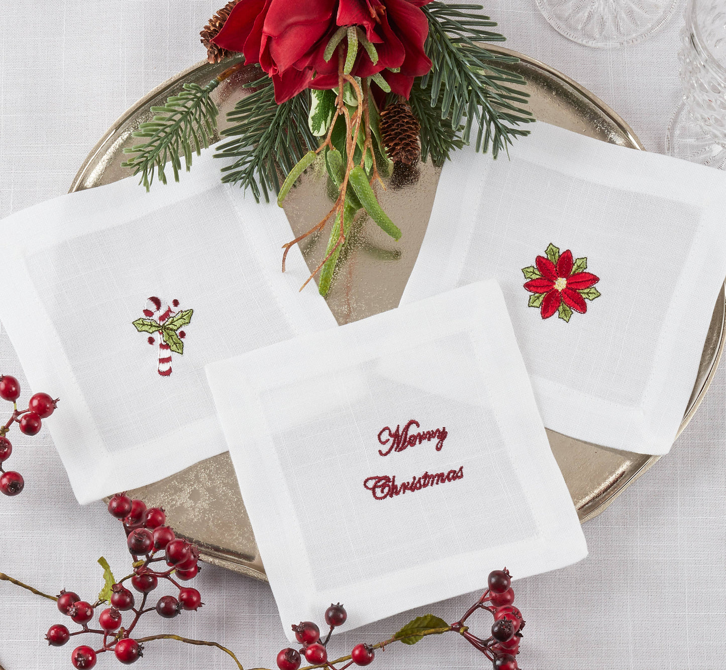 Embroidered Merry Christmas Trivet/Coaster