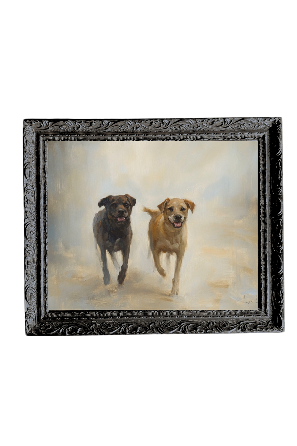 Two Labs | French Black Mould Framed Art: 8 x 10