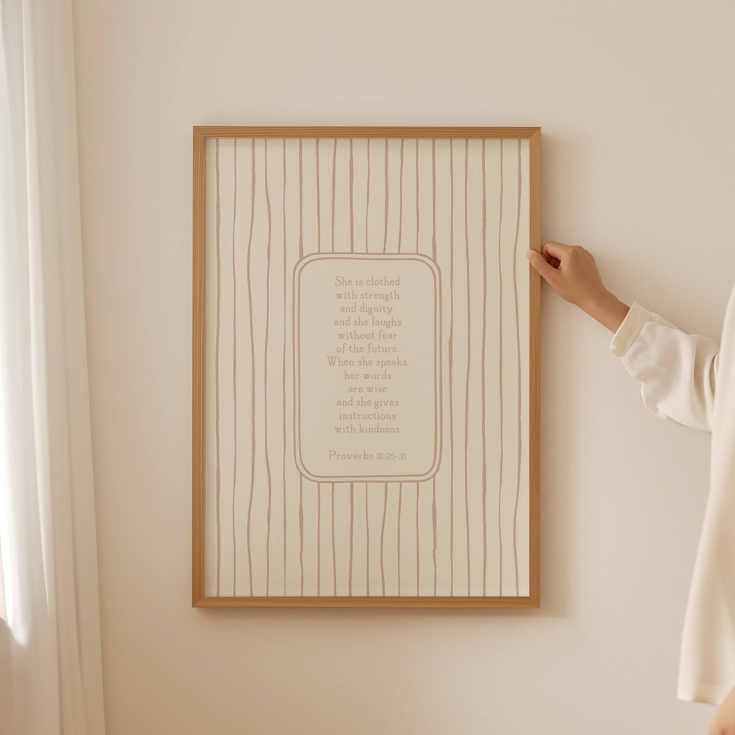 Girls Bible Verse (Proverbs 31:25-31) Christian Art Print: 5" x 7" (vertical)