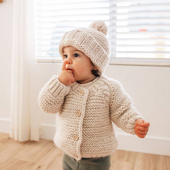 Natural Garter Stitch Cardigan Sweater Baby & Toddler