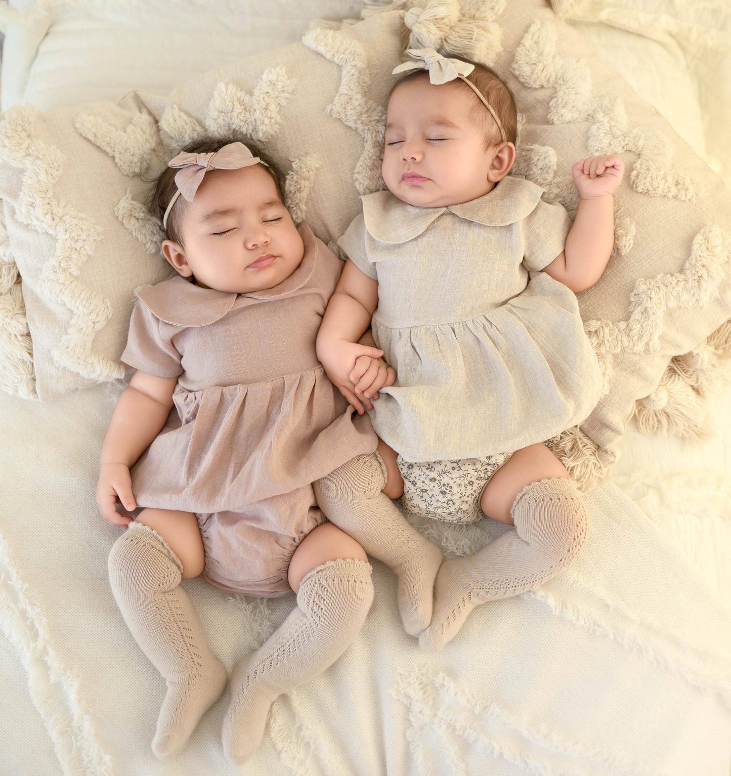 French Lace Knee High Baby Socks: Light Ivory / 6-24m