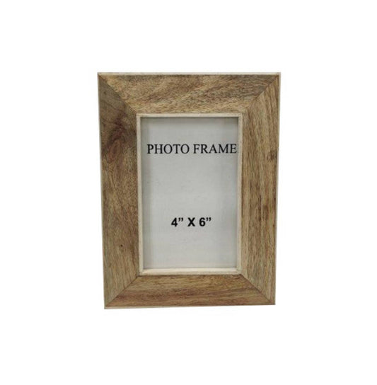 4x6” Wood Picture Frame w/ White Resin Border
