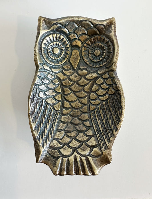 Antique Gold Owl Dish