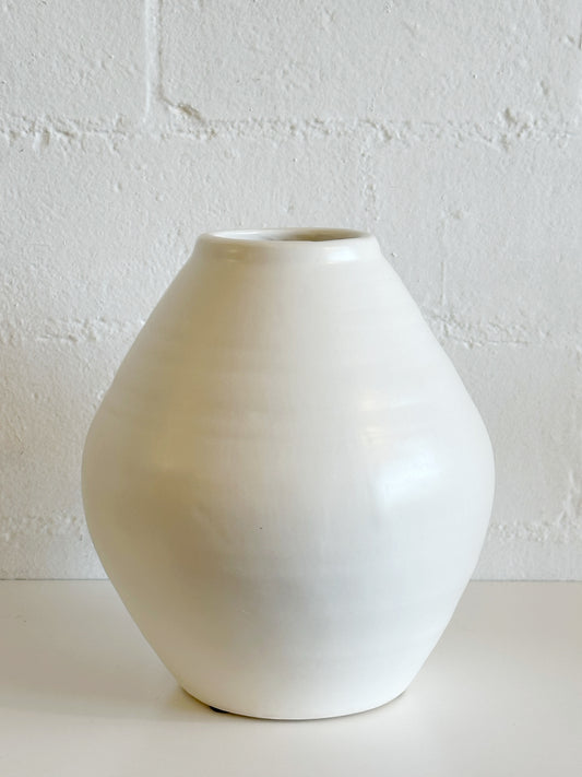 WHITE GLAZED CERAMIC VASE