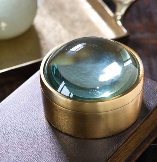 4” ROUND GOLD MAGNIFYING GLASS CANISTER