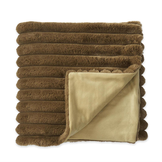 Olive Faux Fur Throw Blanket