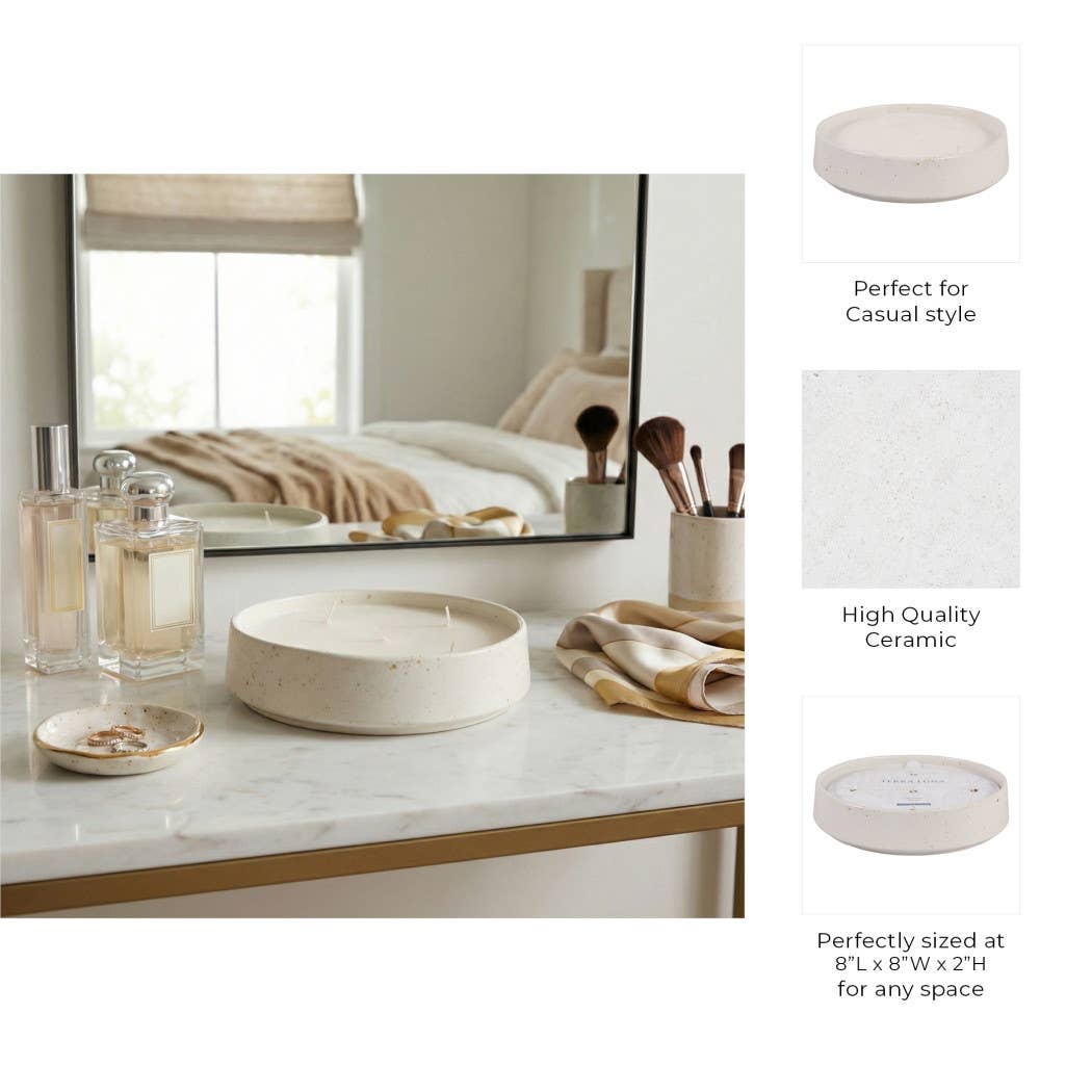 Scented Candle -  Lily Pear in Glazed Ceramic Bowl, 25 Oz