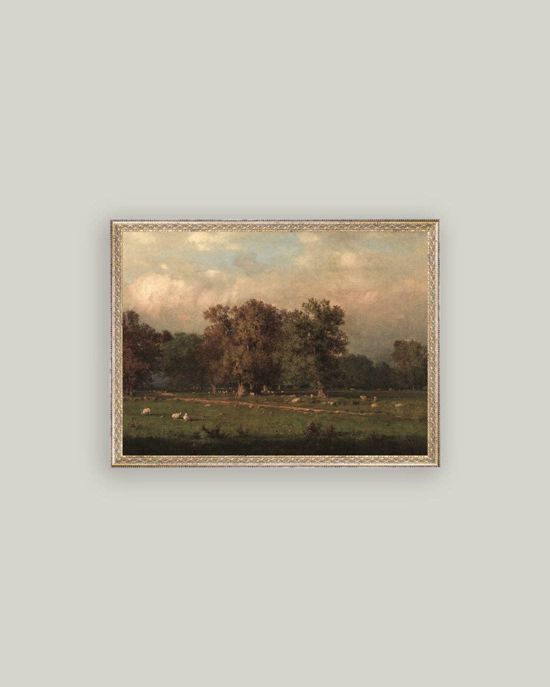 Sheep Farm Framed Antique Art: 16x12
