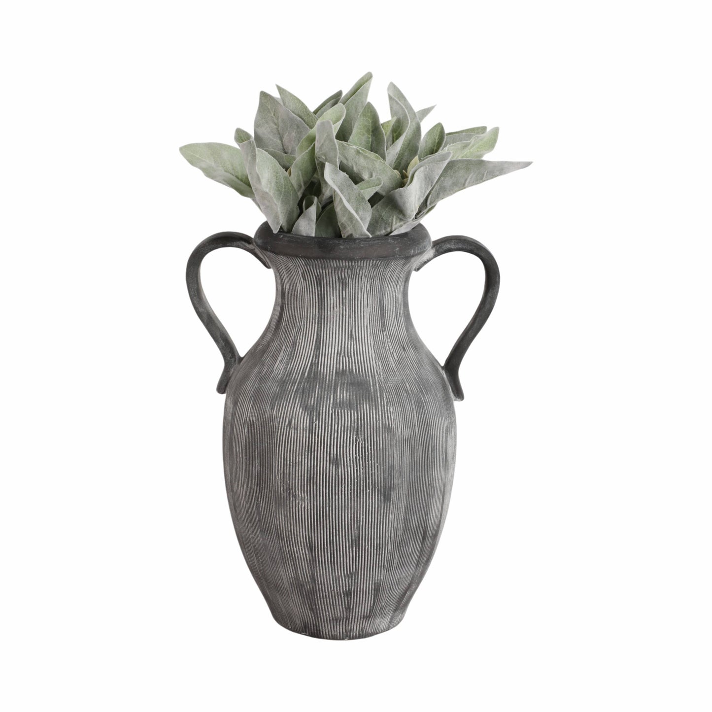 Black 15 in. Dolomite Amphora Weathered Vase