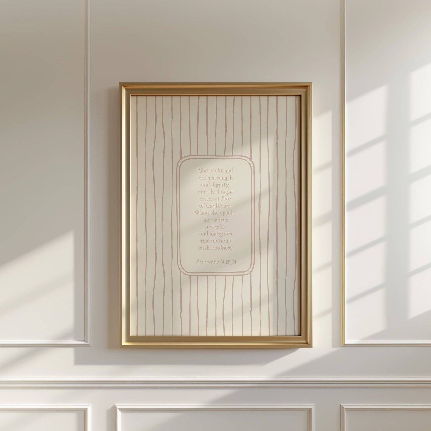 Girls Bible Verse (Proverbs 31:25-31) Christian Art Print: 5" x 7" (vertical)
