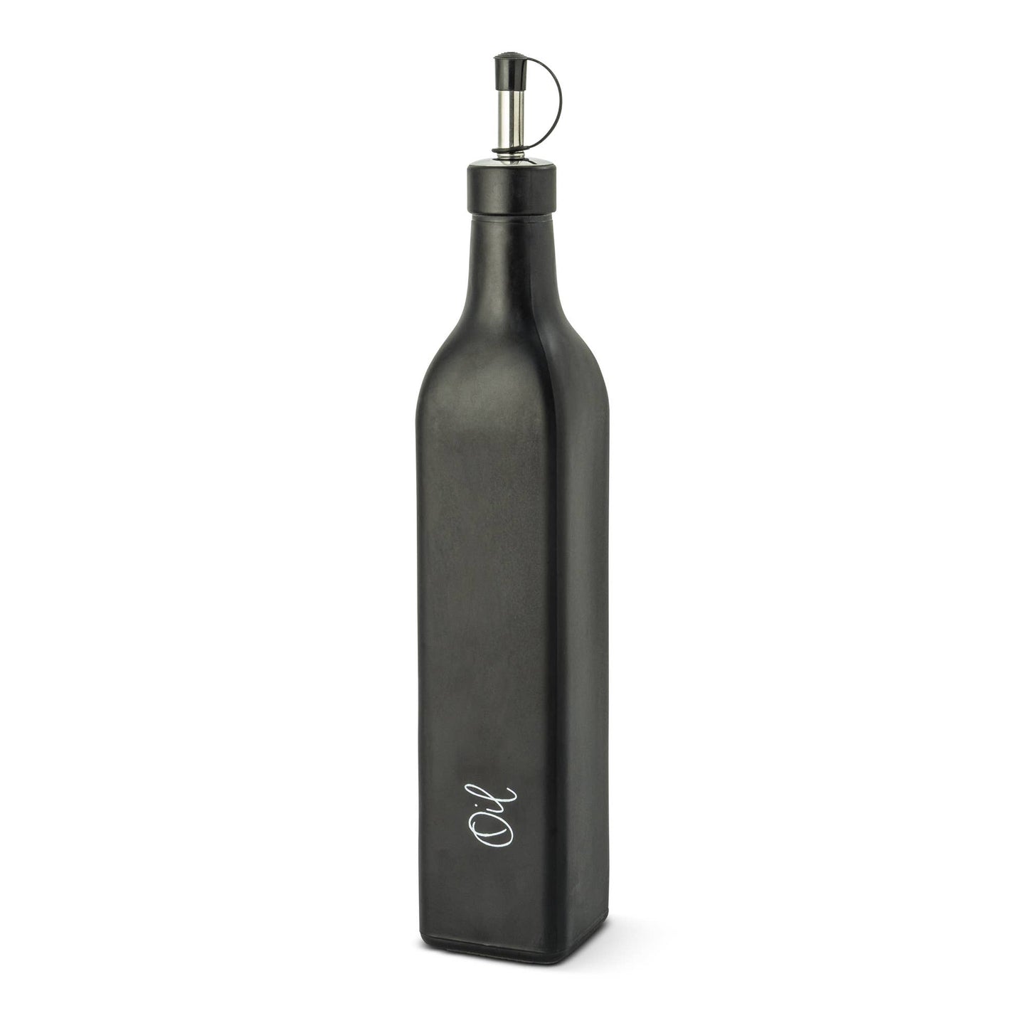 Glass Cruets - Matte Black Oil or Vinegar Script