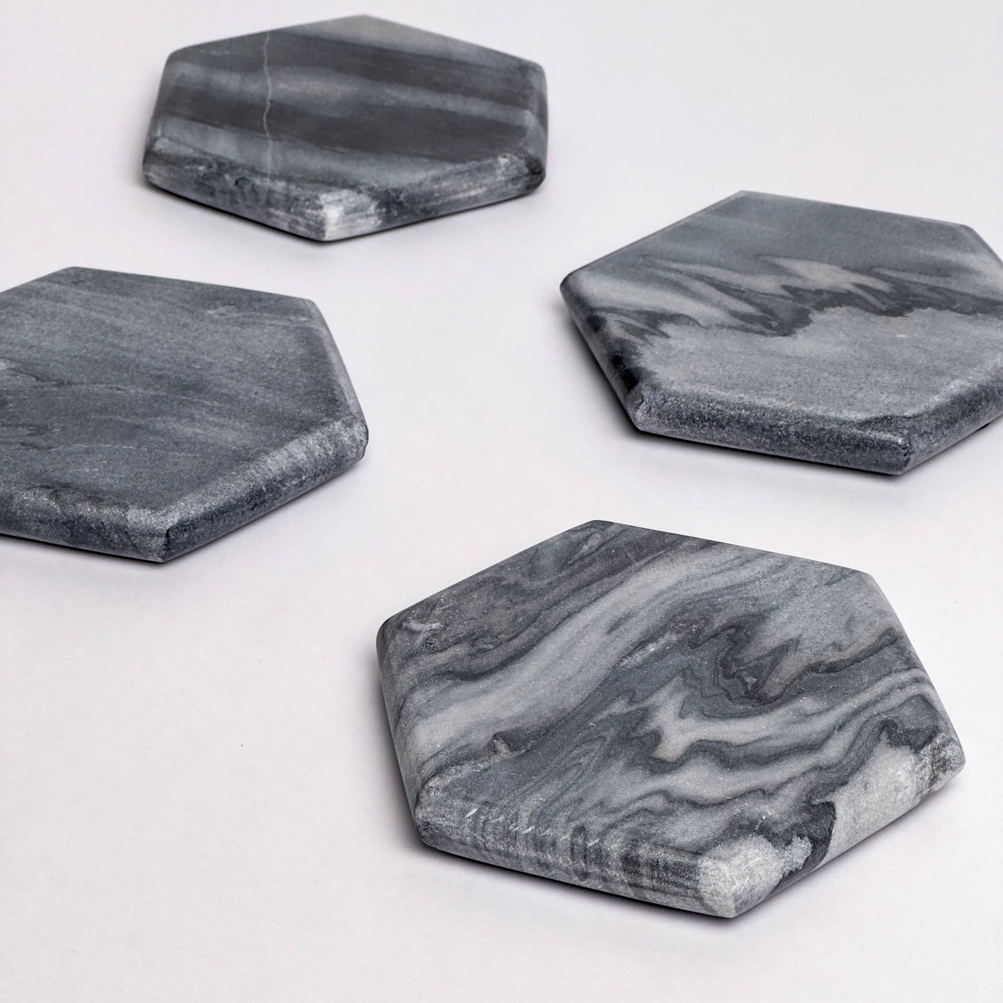 Gray Stone Hexa. Coaster S/4