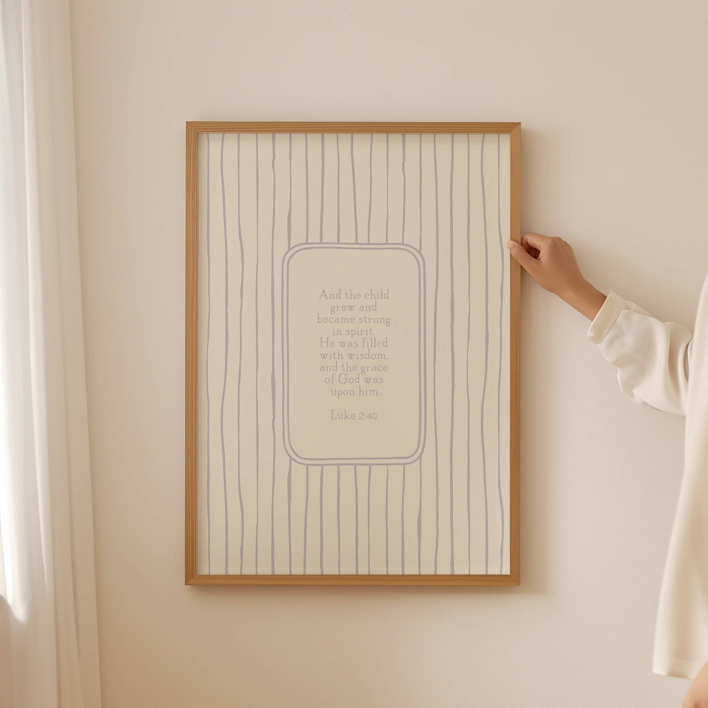 Boys Room Bible Verse (Luke 2:40) Christian Art Print: 5" x 7" (vertical)