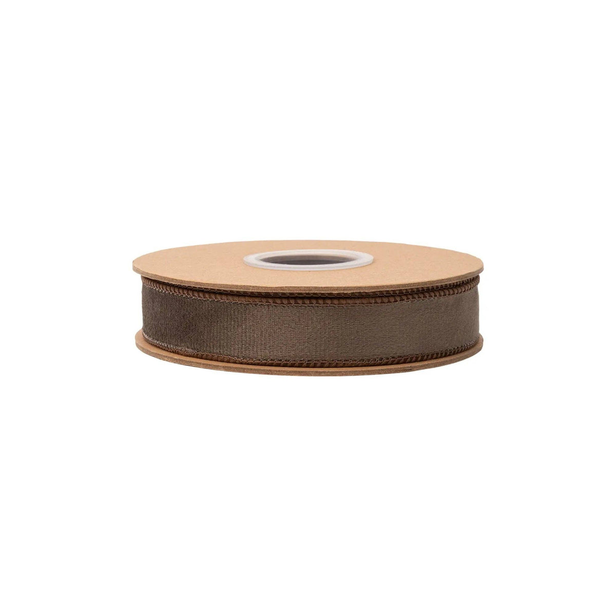 1" Reversible Classic Velvet Wired Ribbon | Brown w/ Brown Shimmer Backing | 10 Yard Roll