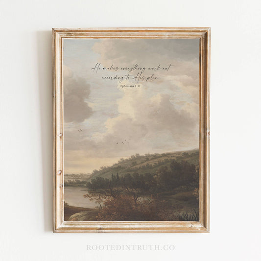 His Plan Vintage Wall Art Print Christian Jesus Gift Decor : 5x7 Heirloom Print (Unframed)