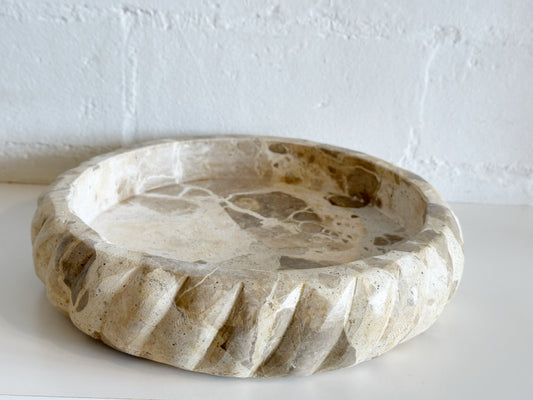 BEIGE MARBLE TWIST EDGE BOWL
