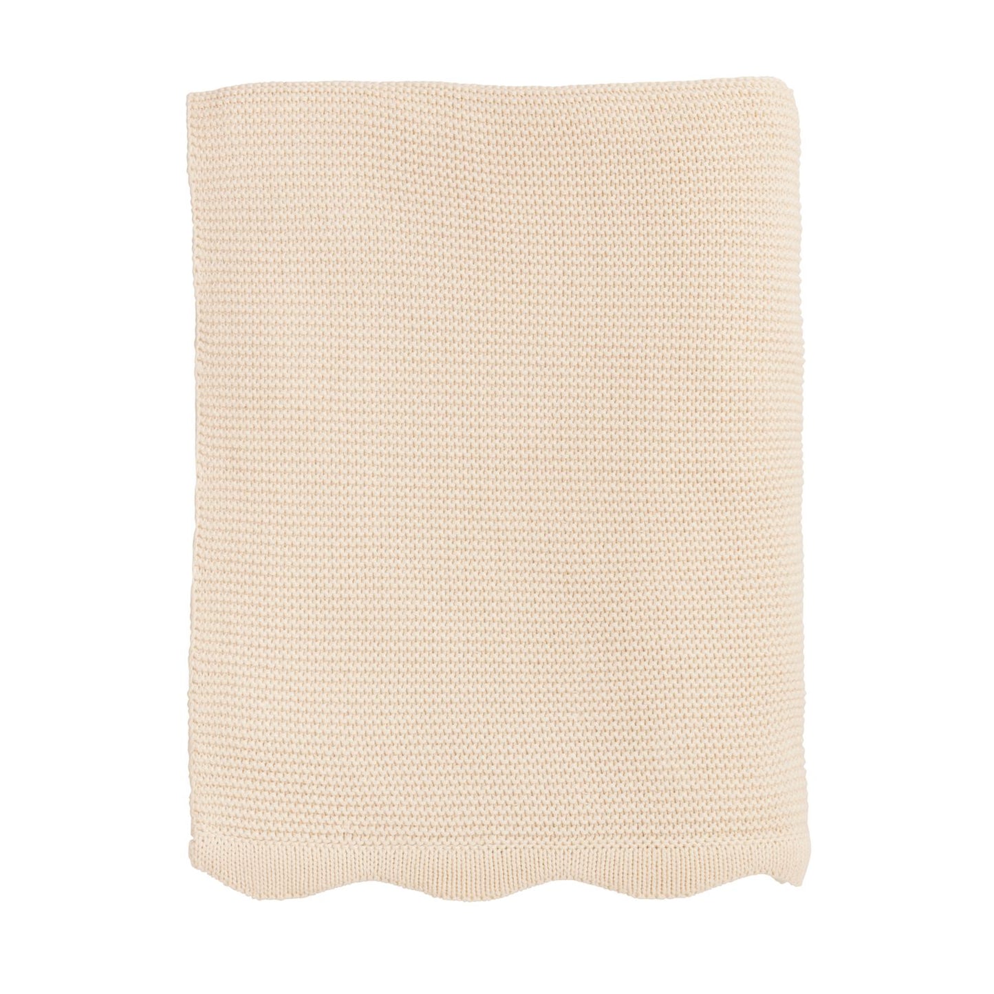 Cream Scalloped Throw Blanket