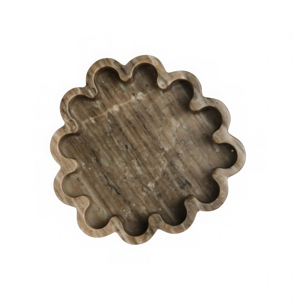 Organic Shaped Marble Ribbed Brown Tray: Brown / MARBLE
