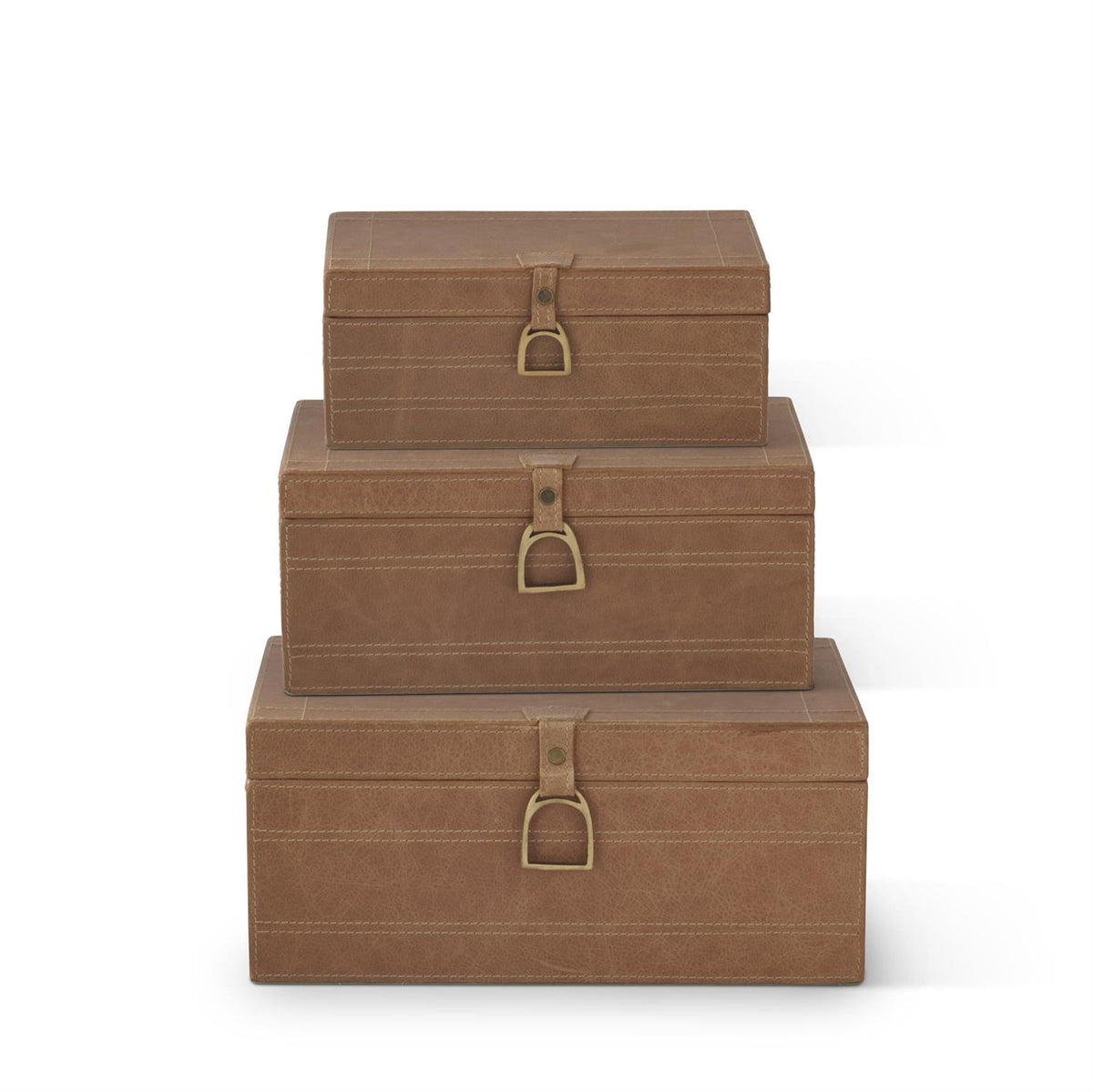 TAN LEATHER BOX W/STIRRUP LATCH