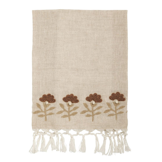 Floral Stem  Embroidered Towel