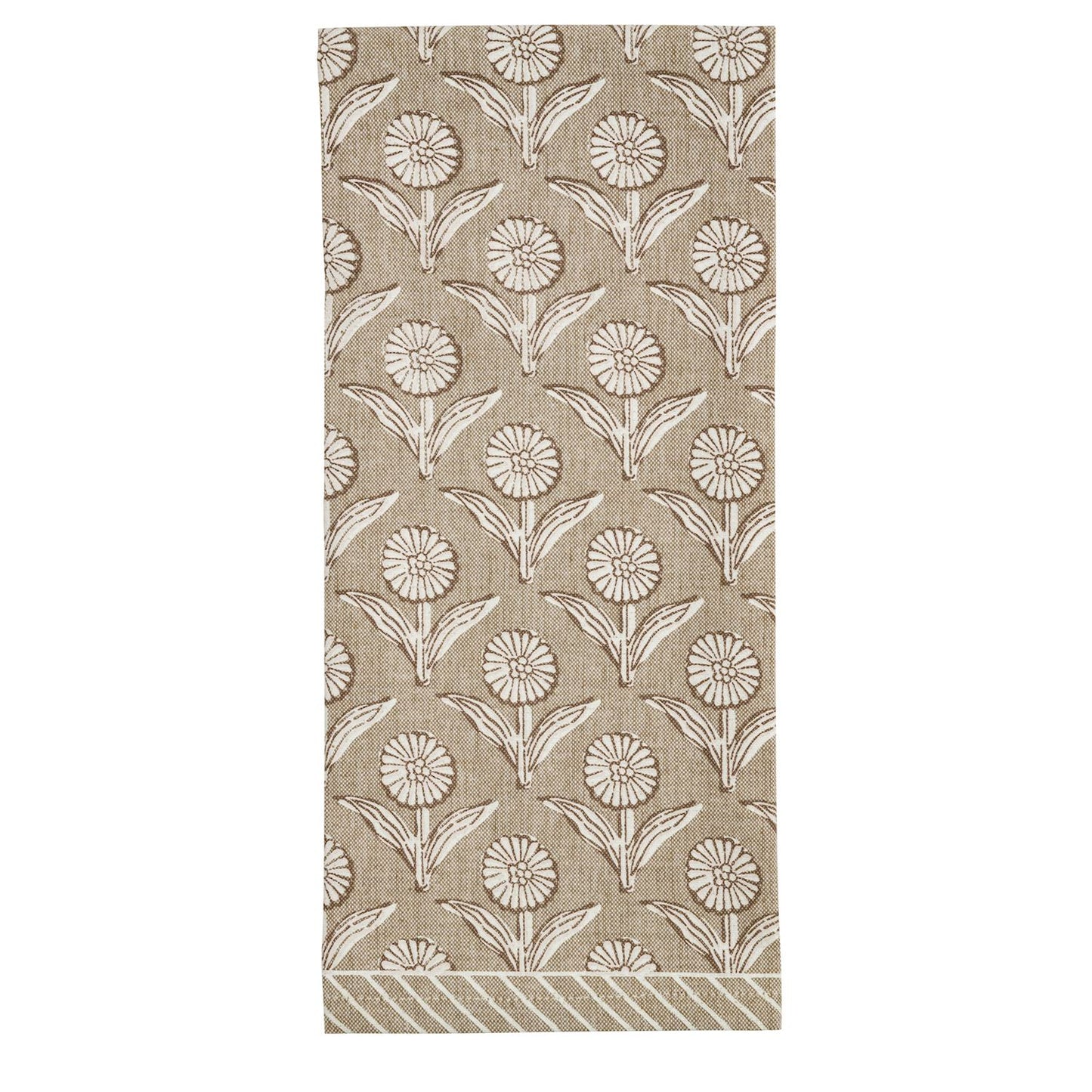 Stripe Taupe Printed Floral Towel