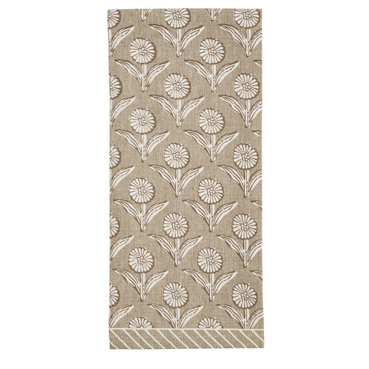 Stripe Taupe Printed Floral Towel