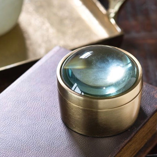 3” ROUND GOLD MAGNIFYING GLASS CANISTER