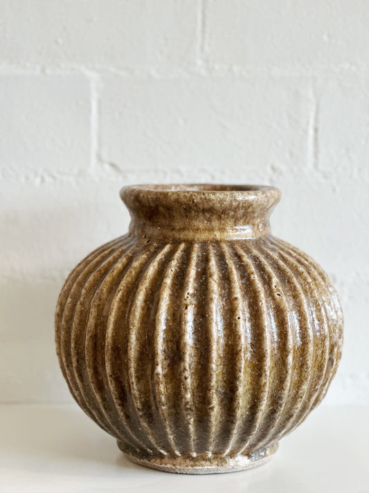 Large Brown Terra Cotta Rounded Vase