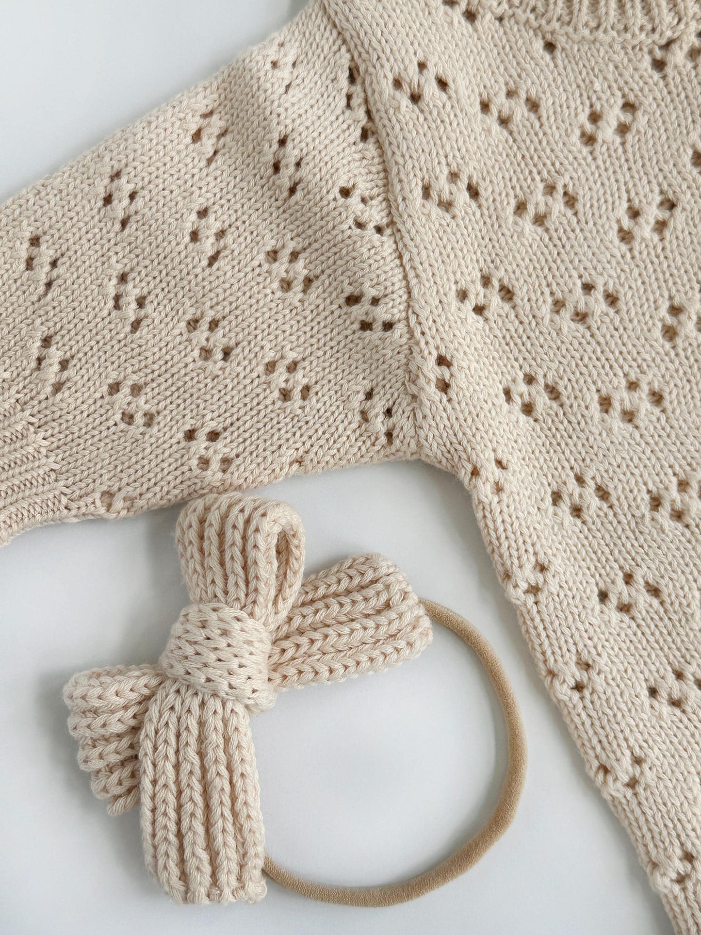 Grace Jumpsuit 3pc: APRICOT w/Bow & Bonnet/ 0-3 months