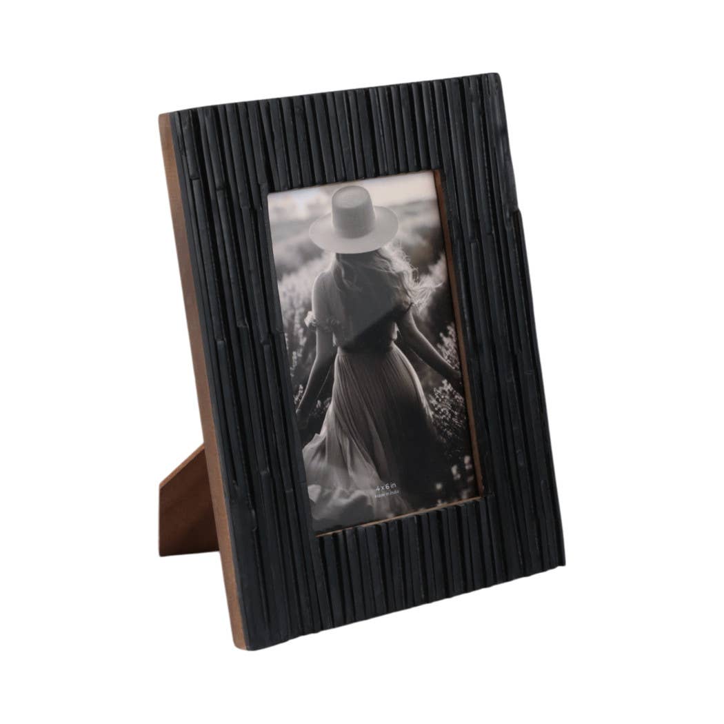 Wooden Resin Jagged Photo Frame Decor - Black, 4x6 in.