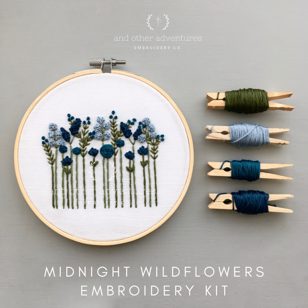 Hand Embroidery Kit - Midnight Wildflowers