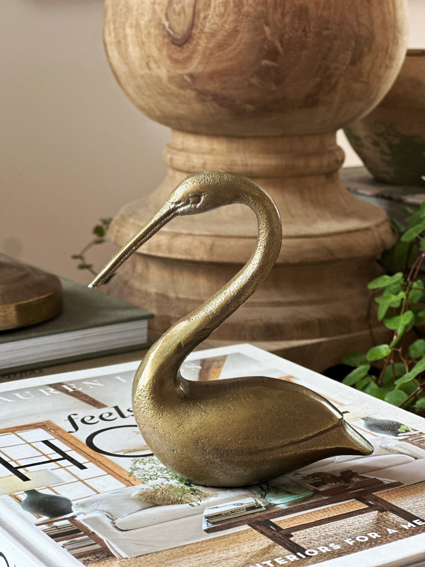 Cast Aluminum Bird, Antique Brass Finish