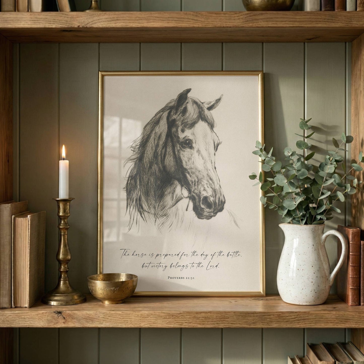 Horse is Prepared Christian Art Print, Canvas, Decor, Gift: 5x7 Heirloom Print (Unframed)