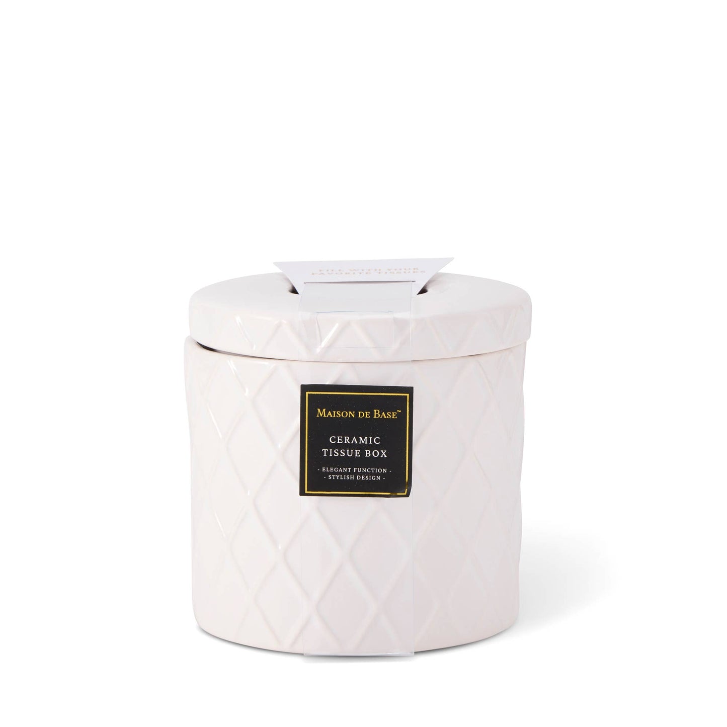 Ceramic Diamond Pattern Tissue Box - White