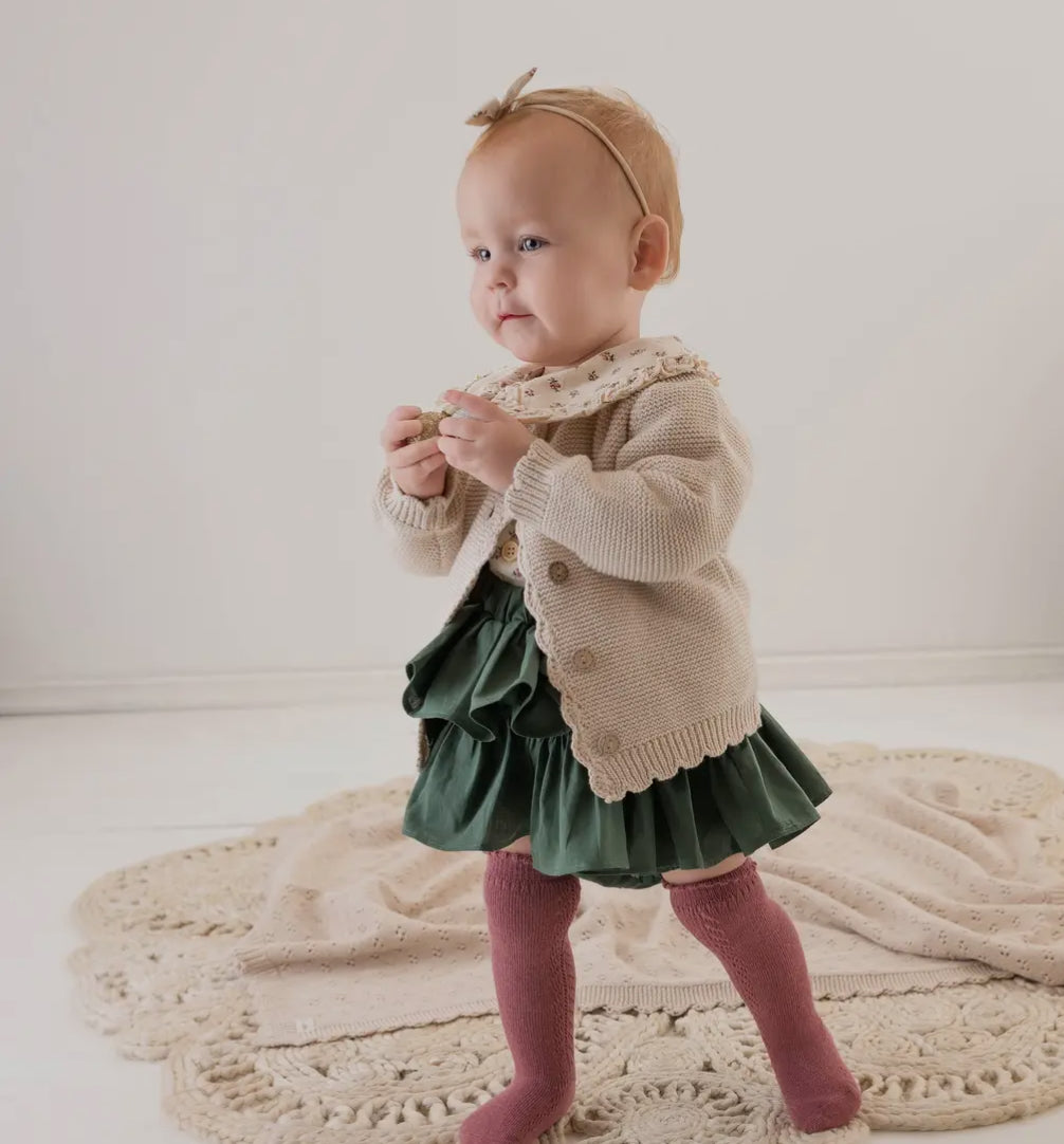 Oatmeal -Cotton Knitted Baby Sophia Cardigan
