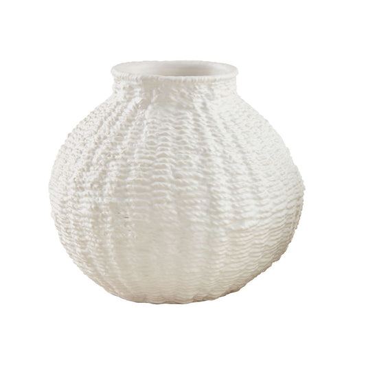Large Woven Ceramic Round Vase