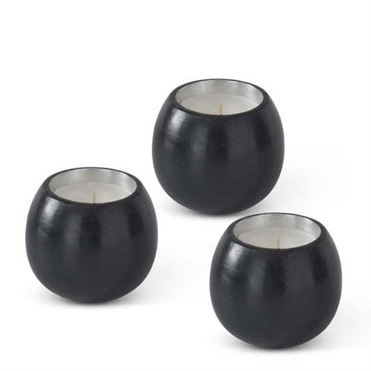 BLACK WOOD BOWL CANDLE