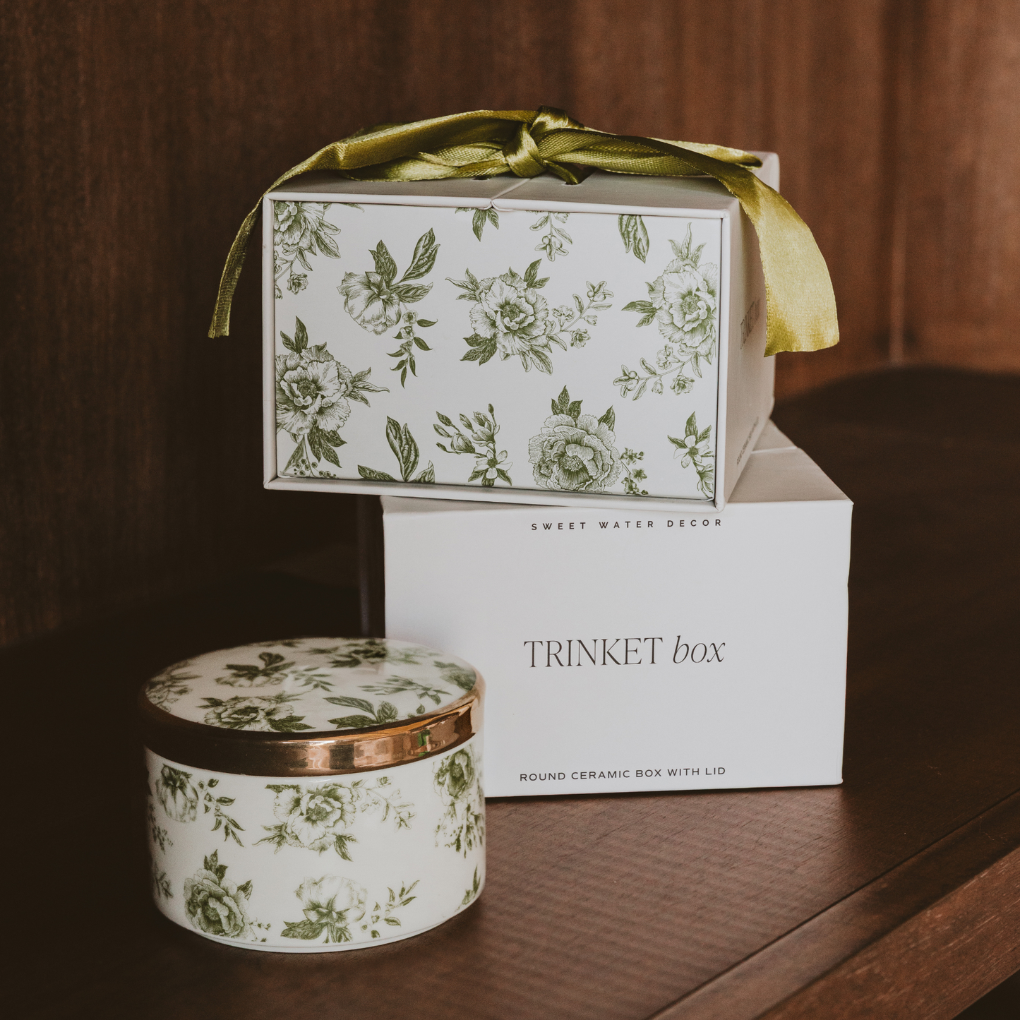 *NEW* Green Delft Trinket Dish with Lid