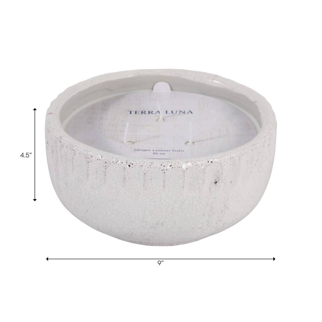 Candle - Lemon Ginger Scented White Ceramic Wax, 35 Oz