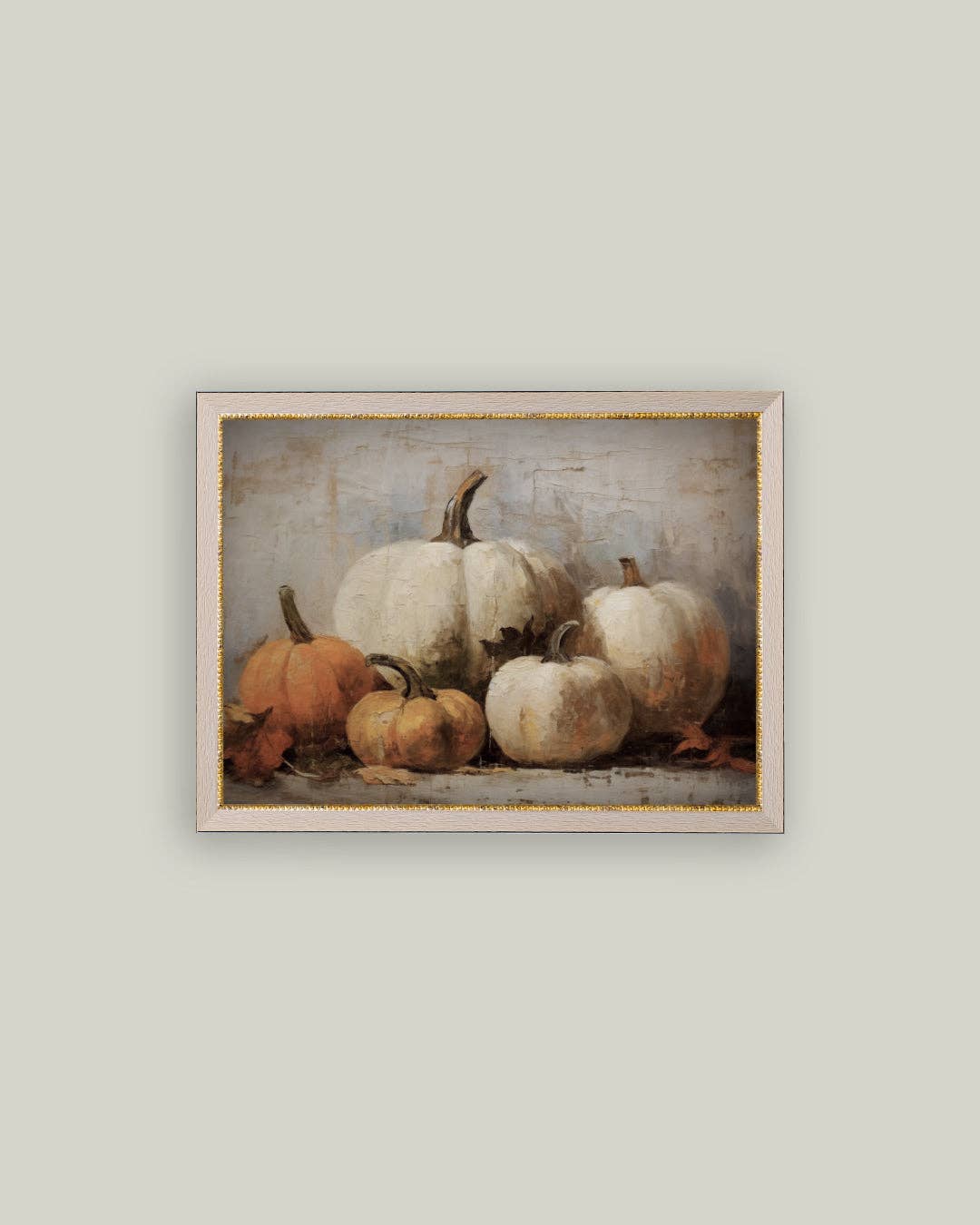 Vintage Pumpkins Framed Antique Art: 6x4