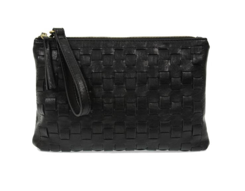 Black Quinn Woven Convertible Crossbody Clutch