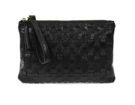 Black Quinn Woven Convertible Crossbody Clutch