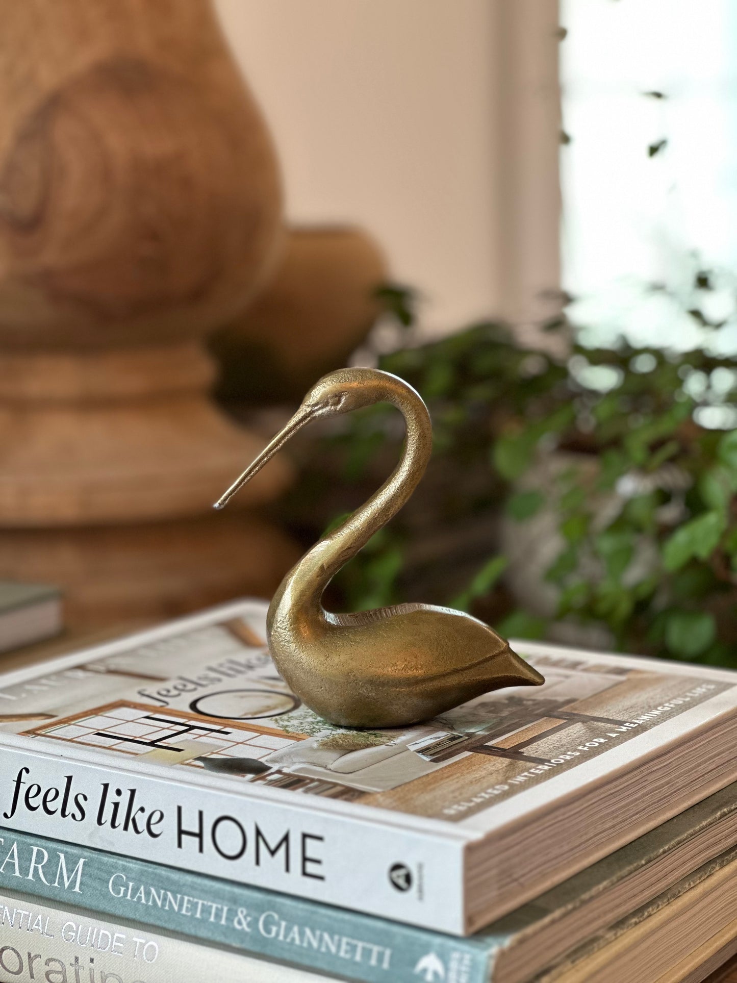 Cast Aluminum Bird, Antique Brass Finish