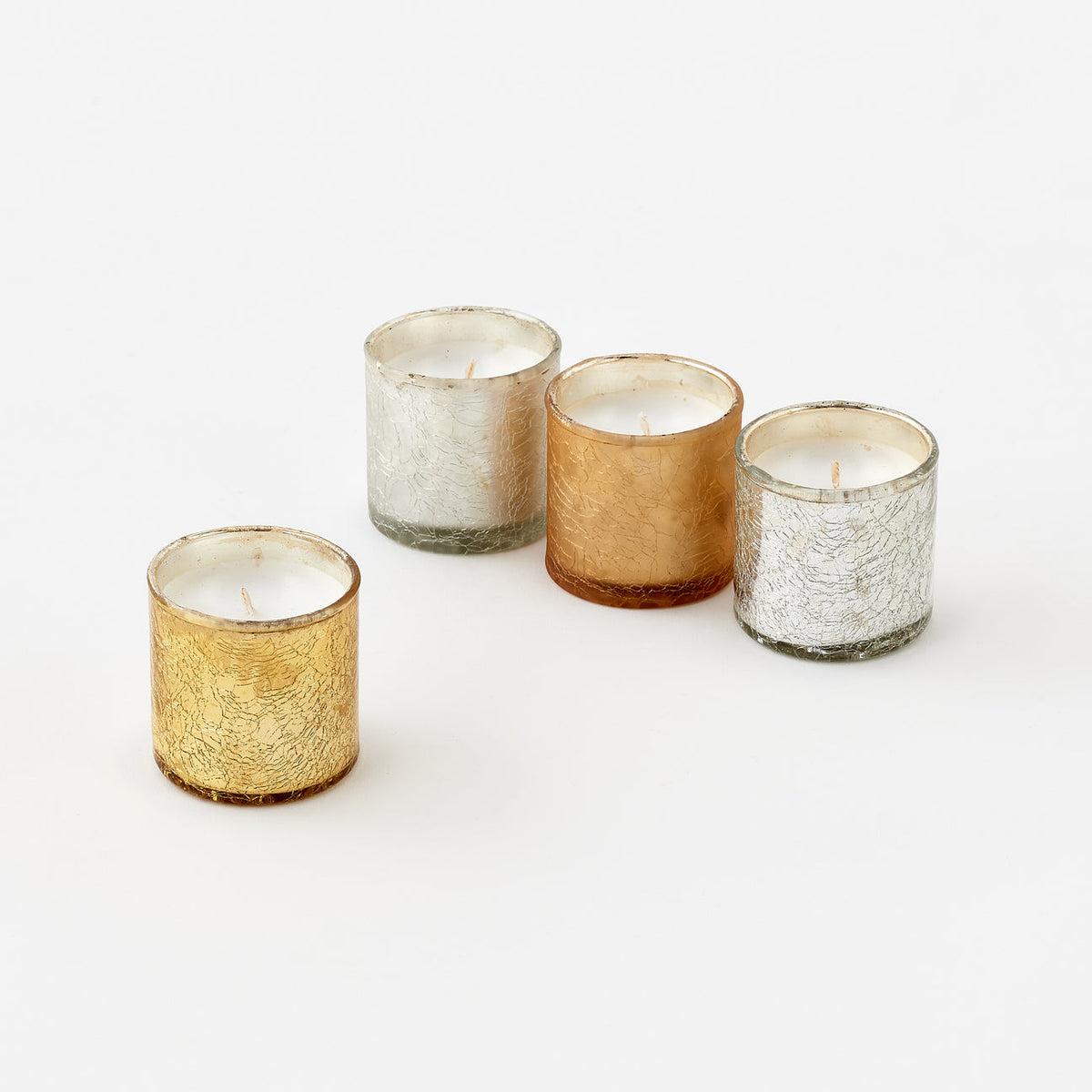 Balsam Crackle Glass Votive - 4 Assorted Colors
