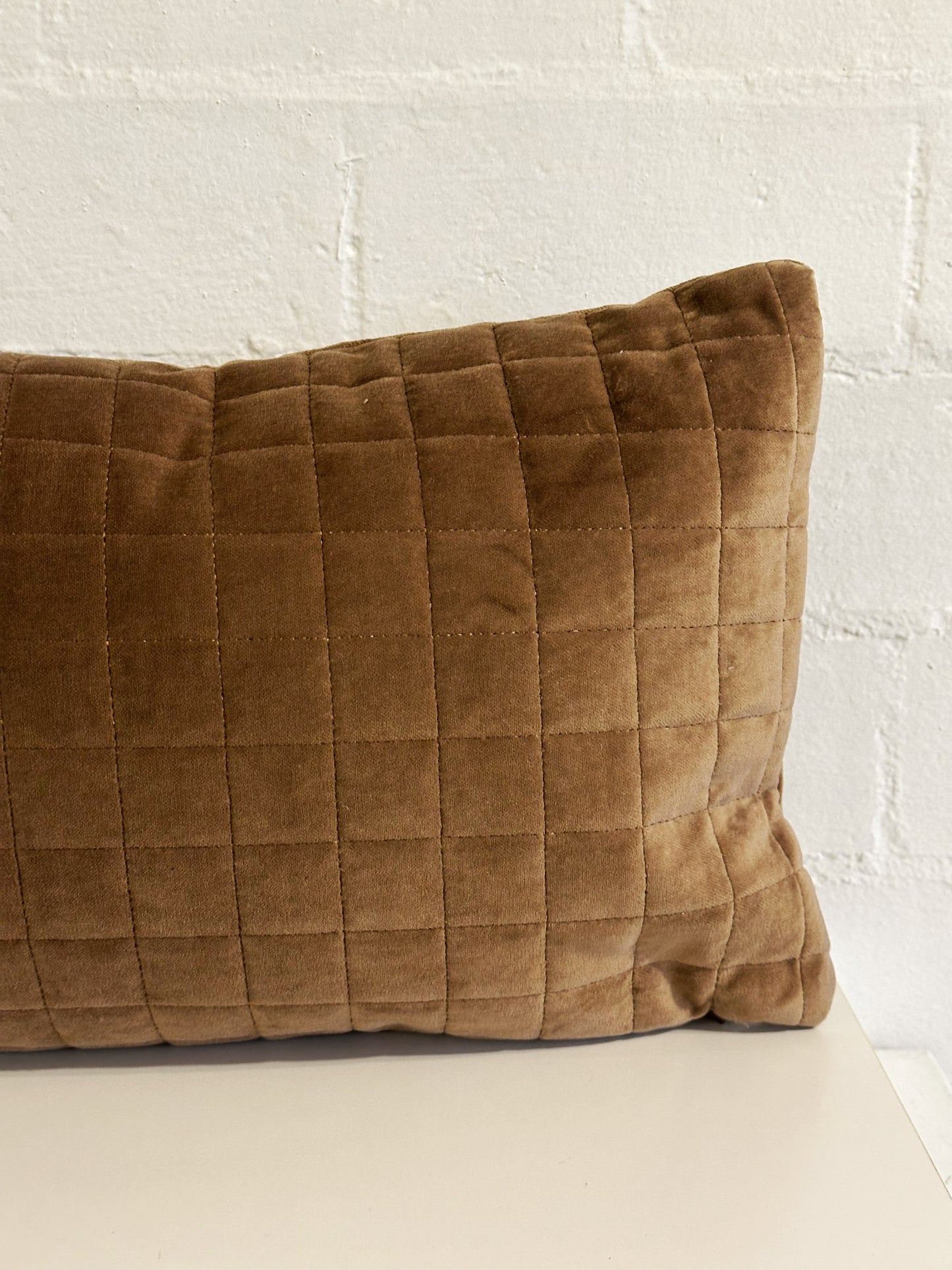 Lumber Pillow - quilted velvet coffee, brown