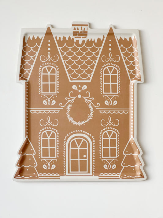 Gingerbread Mansion Bamboo Tray