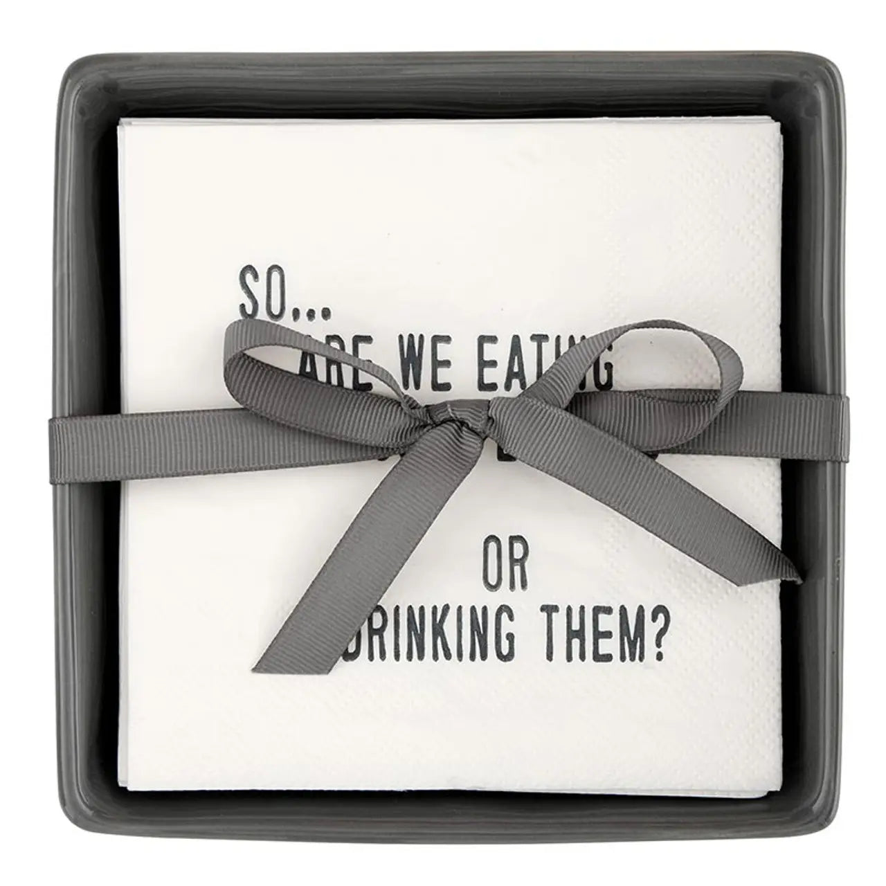 Ceramic Napkin Tray + Napkins - So Are We Eating Our Feelings or Drinking them?