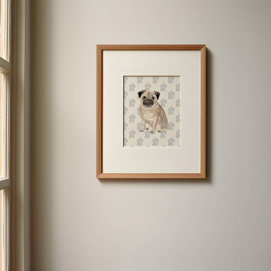 Pug Dog Art Print: 5" x 7" (vertical)