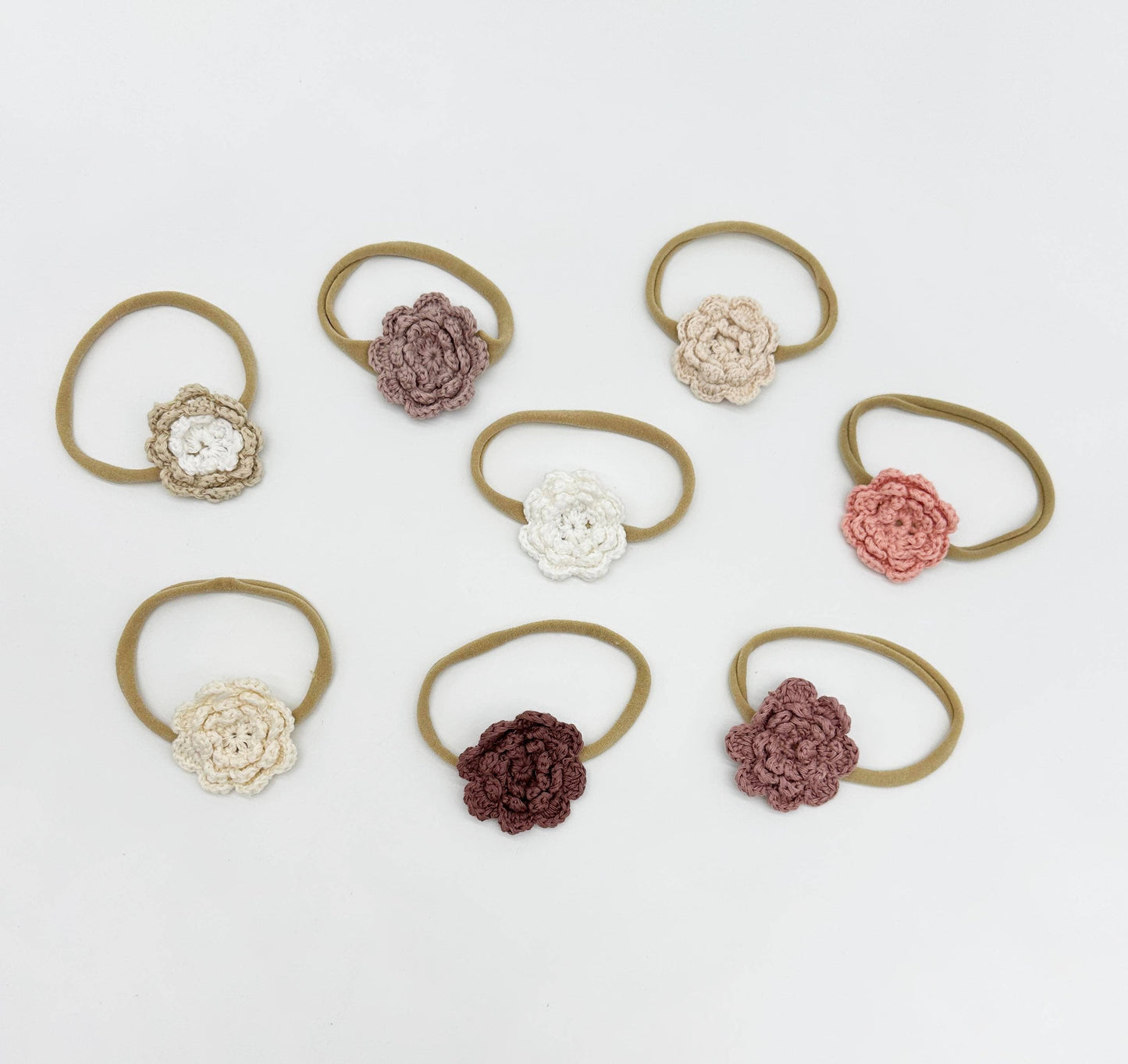 Crochet Flower Headband: With Card / Cream / Triple Flower