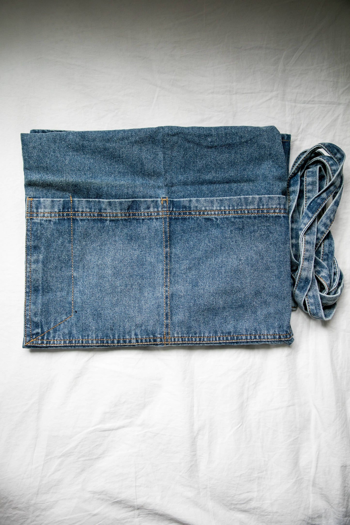 Washed Denim Apron: Light Blue